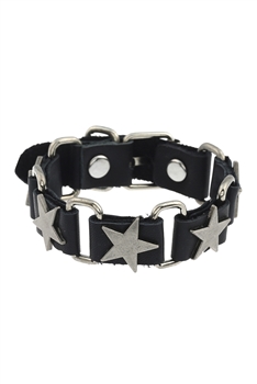 Punk Star Leather Snap Bracelet B3824