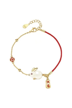 Rabbit Jade Briaded Chain Bracelet B3856