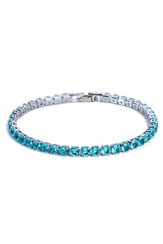 Bead Chains Bracelet B3888 - Silver-Blue
