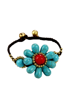 Floral Turquoise Braided Bracelet B4023