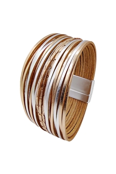 Multilaye Pu Leather Magnetic Bracelets B4024 - Gold