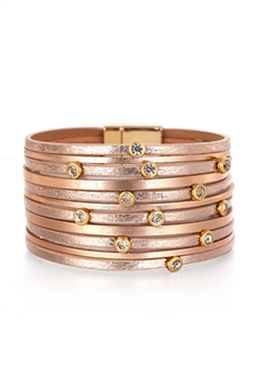 Rhinestone Multilayer Magnetic Bracelet B4057 - Gold