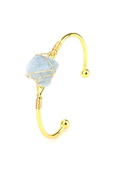 Irregular Natural Stone Wrap Cuff Bracelet B4080 - Aquamarine