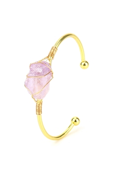 Irregular Natural Stone Wrap Cuff Bracelet B4080 - Violet