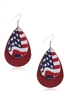American Flag Teardrop Leather Earrings E4375