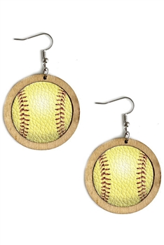 Tennis Leather Wooden Earrings E5182 - Yellow