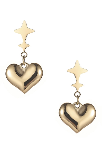 Star Heart Stainless Steel Stud Earrings E5721