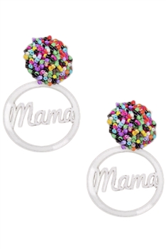 MAMA  Circle Acrylic Seed Bead Ball Earrings E5919