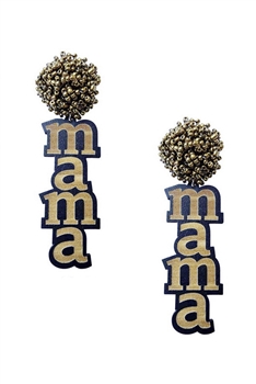 MAMA Wooden Seed Bead Ball Earrings E5920 - Champagne