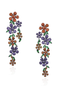 Floral Cubic Zirconia Tassel Earrings E6746