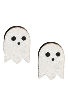 Ghost Wooden Stud Earrings E6857
