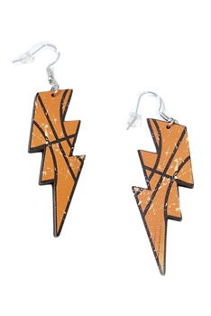 Basketball Lightning Wooden Earrings E7252