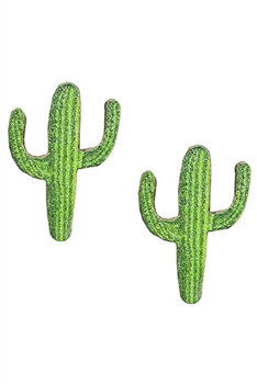 Cactus Wooden Stud Earrings E7342