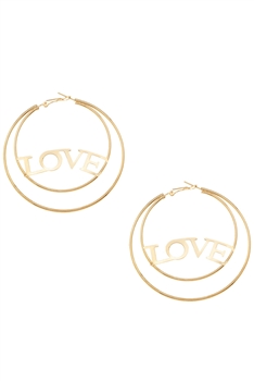 LOVE Doublelayer Alloy Hoop Earrings E7548