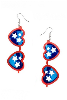 Independence Day Heart Glasses Acrylic Earrings E8025
