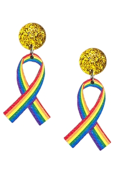 Rainbow Ribbon Wooden Earrings E8072