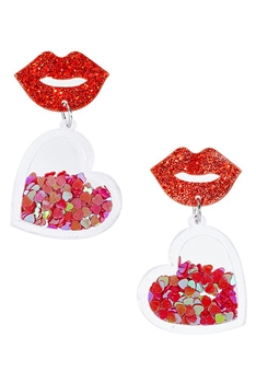 Lips Heart Acrylic Earrings E8097