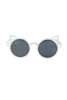 Handmade Cat Ear Rhinestone Kid Sunglasses G0309 - White