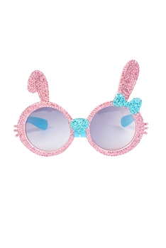 Handmade Rabbit Ear Rhinestone Kid Sunglasses G0310 - Pink