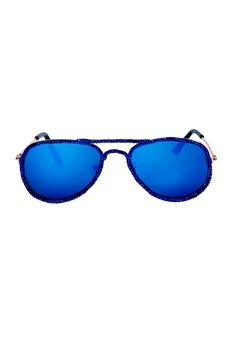 Handmade Rhinestone Children Sunglasses G0315 - Rose Gold-Blue