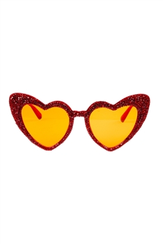 Handmade Heart Rhinestone Sunglasses G0428 - Red
