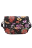 Floral Pattern Leather Saddle Bag HB1679 - Black