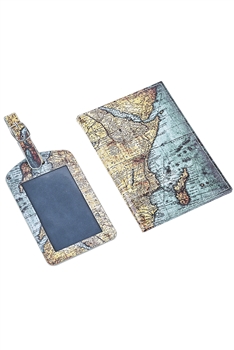 Maps  Leather Passport Cover Luggage Tag Set HB2152