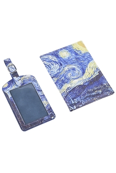 Starry Night Leather Passport Cover Luggage Tag Set HB2153