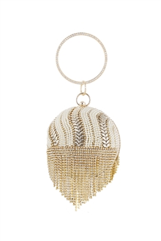 Tassel Rhinestone Pearl Ball Evening Bag HB2208 - Gold