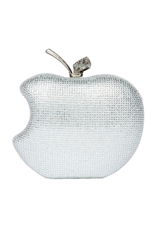 Apple Rhinestone Clutch Bag HB2633 - Silver