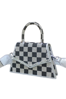 Chessboard Pattern Rhinestone Bag HB2666