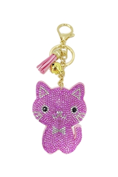 Kitty Cat Rhinestone Key Chain K1186 - Pink