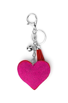 Heart Rhinestone Keychain K1278 - Silver-Rose Red