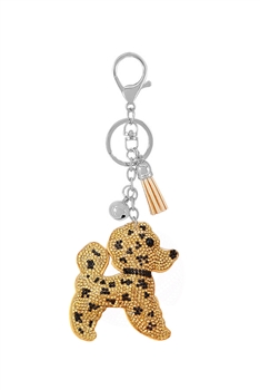 Dog Rhinestone Key Chain K1288 - Brown