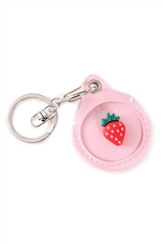 Strawberry Pu Leather Airtag Cover Keychain K1312
