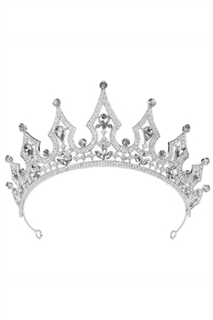 Rhinestone Crown Headband L3361 - Silver