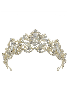 Rhinestone Crown Headband L3362 - Gold