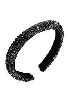 Rhinestone Fabric Headband L4085 - Black