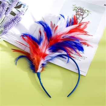 Multicolor Feather Headband L4184 - Red-Blue