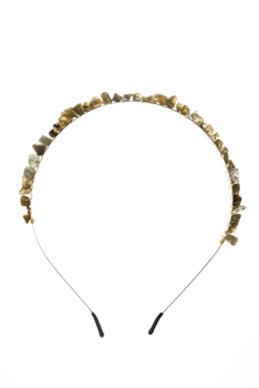 Irregular Natural Stone Headband L4676-GD - Labradorite