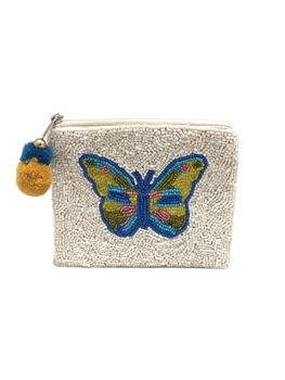 Butterfly Beaded Coin Purse LAC-CP-1040 - Blue