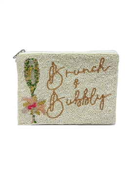 Double Brunch & Bubbly Beaded Coin Purse LAC-CP-1187