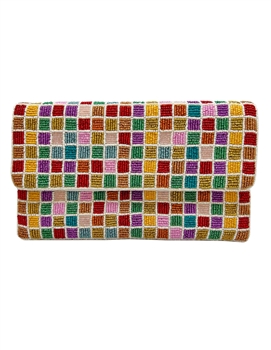 Multi Color Weave Beaded Clutch LAC-SS-562