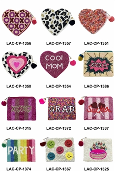 12Pcs Beaded Coins Purse LACP-Sample-Pack