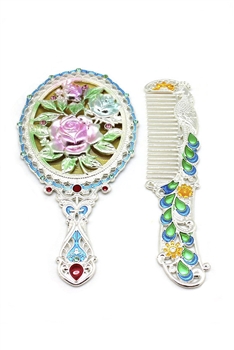 Small Size Rose Alloy Mirror Set M0413 - Silver