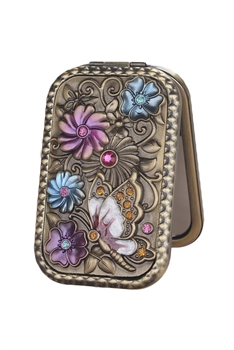 Floral Butterfly Portable Fold Mirror M0418 - Bronze