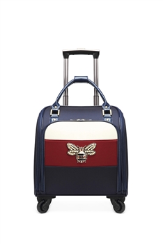 Larger Size Bee Striped Luggage MIS0754 - Navy