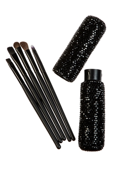 Handmade Rhinestone Makeup Brush Set MIS0934 - Black