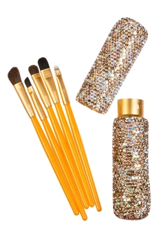 Handmade Rhinestone Makeup Brush Set MIS0934 - Gold