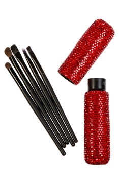Handmade Rhinestone Makeup Brush Set MIS0934 - Red